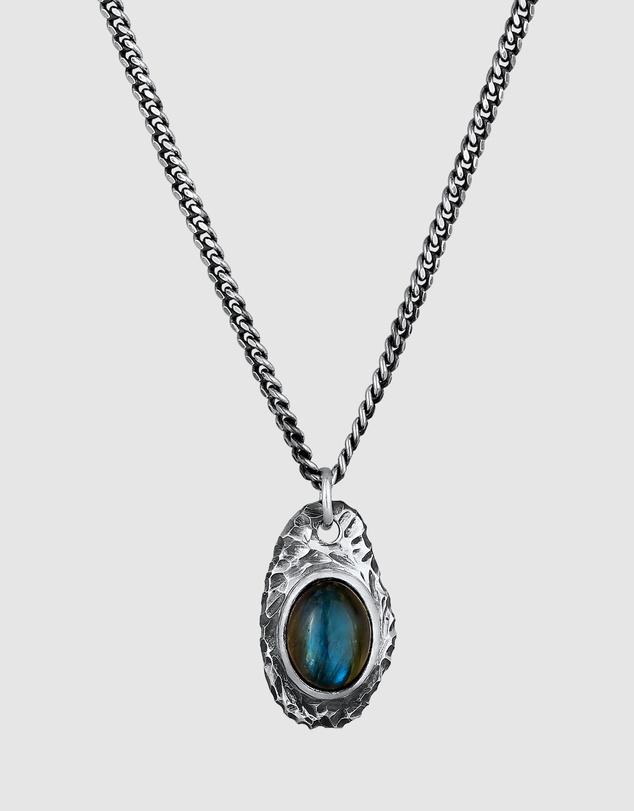 Kuzzoi - ICONIC EXCLUSIVE - Labradorite Pendant Necklace in 925 Sterling Silver