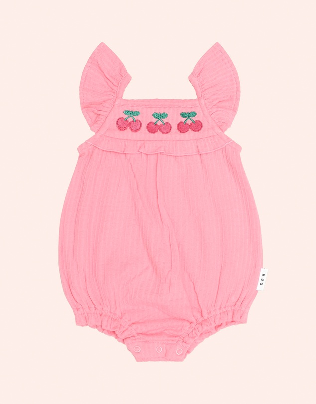 Huxbaby - Cherry Embroidery Playsuit - Babies