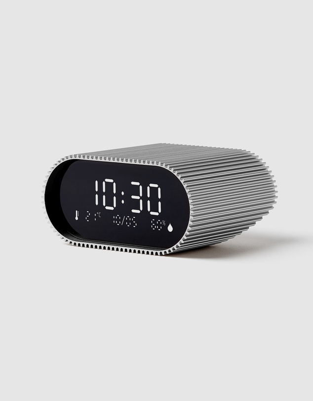 Lexon - Lexon Ray Clock Lcd Alarm Clock With Temperature / Humidity Display - Alu Polish