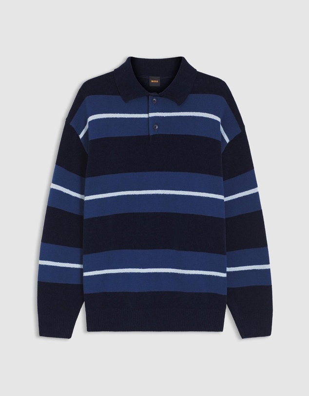 BOSS - Cotton-Blend Knit Polo With Block Stripes
