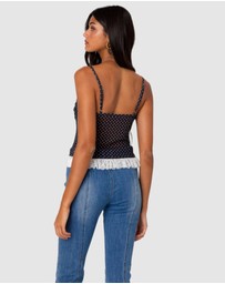 EDIKTED - Polka Dot Cupped Mesh Top