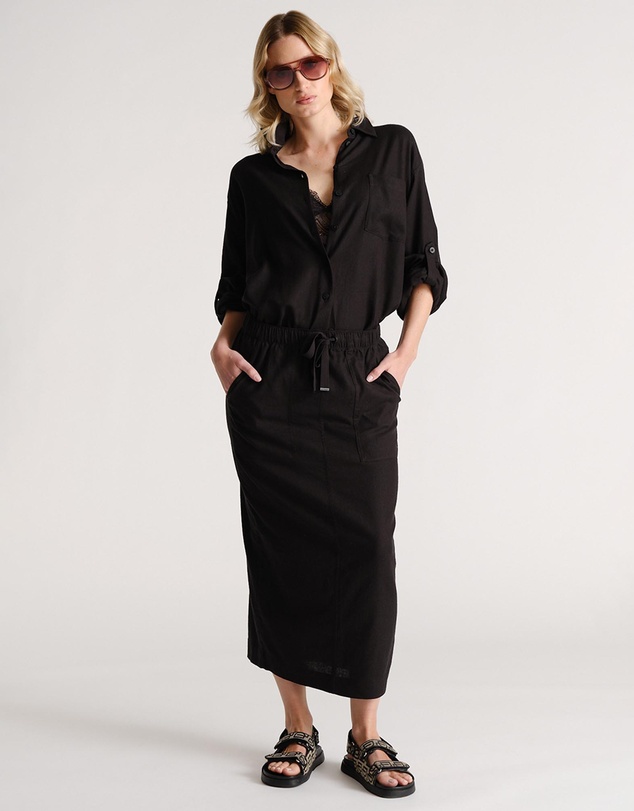 Decjuba - D-Luxe Linen Blend Midi Skirt