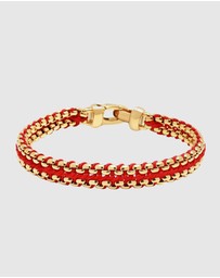 Nialaya Jewellery - Red Woven 8mm Box Chain Bracelet in Gold