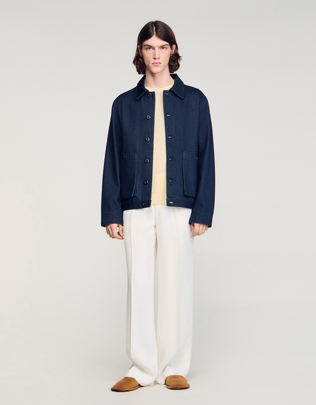 Sandro - Worker Oversize Raw Denim Jacket