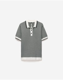 Calibre - Textured Stripe Knit Polo Grey