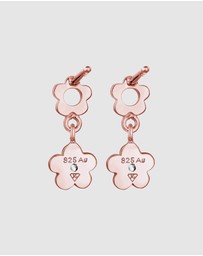 Elli Jewelry - Earrings Kids Flower Pendant Playful with Crystals in 925 Sterling Silver Rose Gold Plated