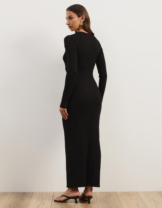 Atmos&Here - Liv Long Sleeve Rib Knit Midi Dress