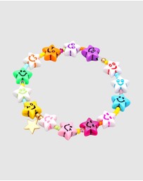 Elli Jewelry - Bracelet Smiling Face Star Colourful with Crystal 925 Sterling Silver Gold Plated