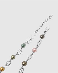 Nialaya Jewellery - Men's Silver Mariner Chain with Multicolored Pearls
