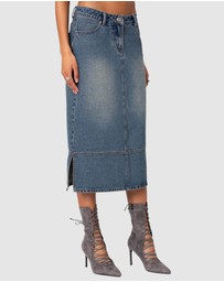 EDIKTED - Lassy Washed Denim Midi Skirt