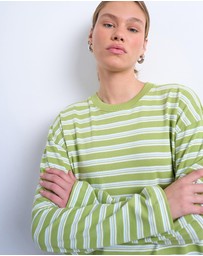 TOPSHOP - Stripe LS Slouchy Skater Tee