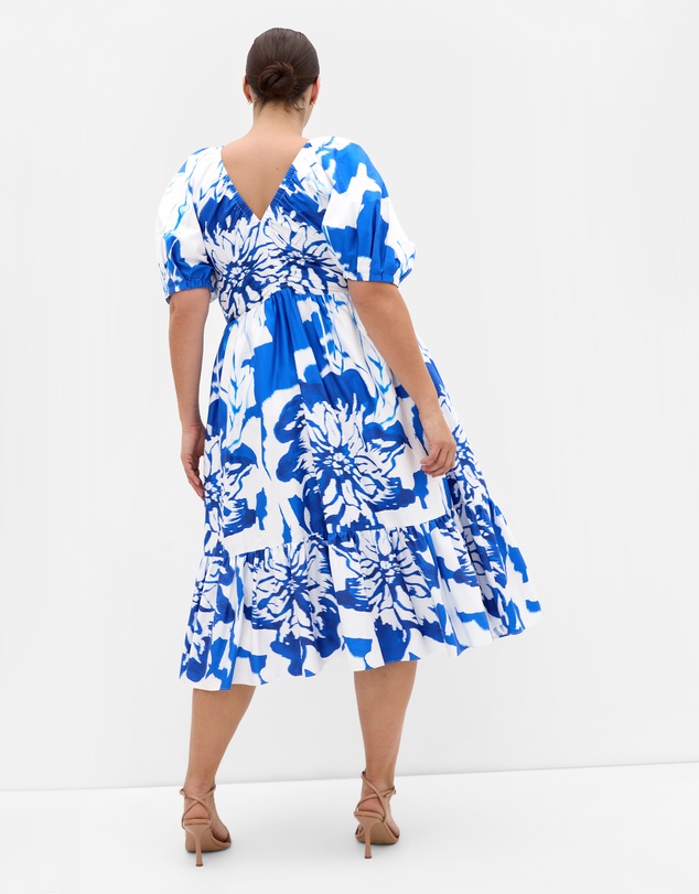 City Chic - Gracey Print Puff Sleeve Midi Dress