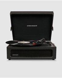 Crosley - Crosley Voyager Bluetooth Portable Turntable - Black + Bundled Crosley Record Storage Display Stand