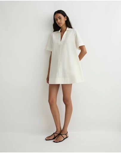 BONDI BORN - Kyoto Short Sleeve Mini Dress - Natural