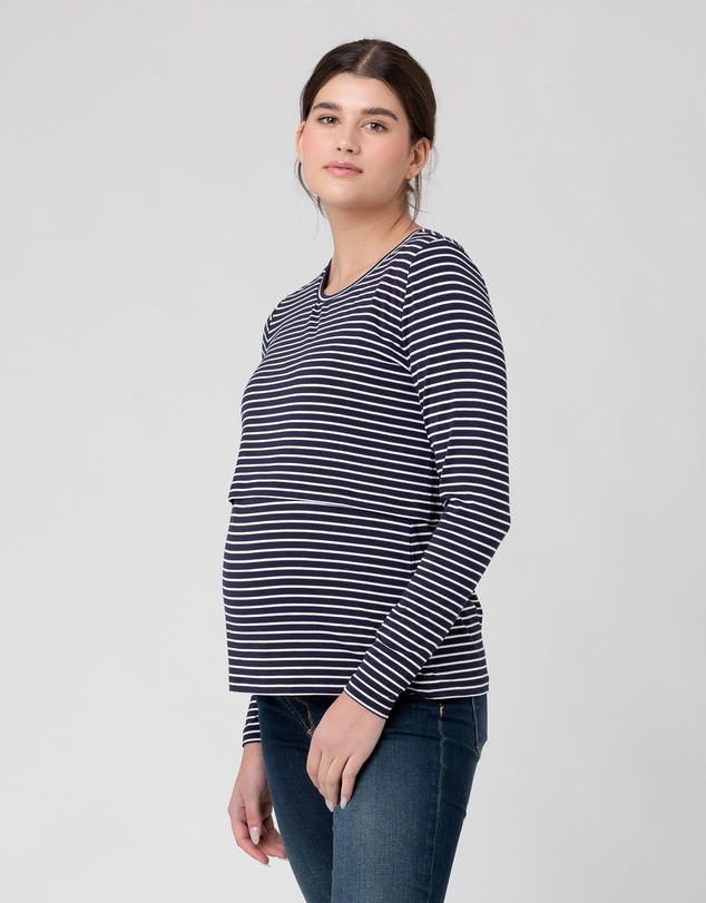 Ripe Maternity - Stripe Layered Nursing Top