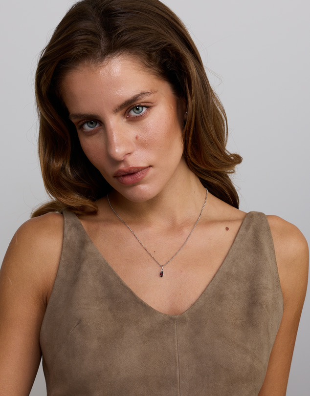 Michael Hill - Marquise-Cut Garnet Pendant in Sterling Silver