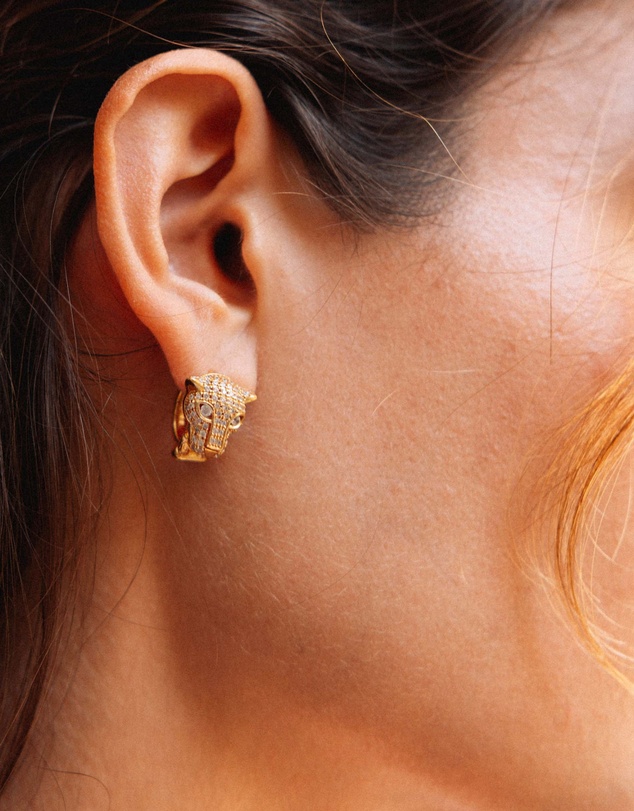 Nialaya Jewellery - Women's Panther Huggie Earrings