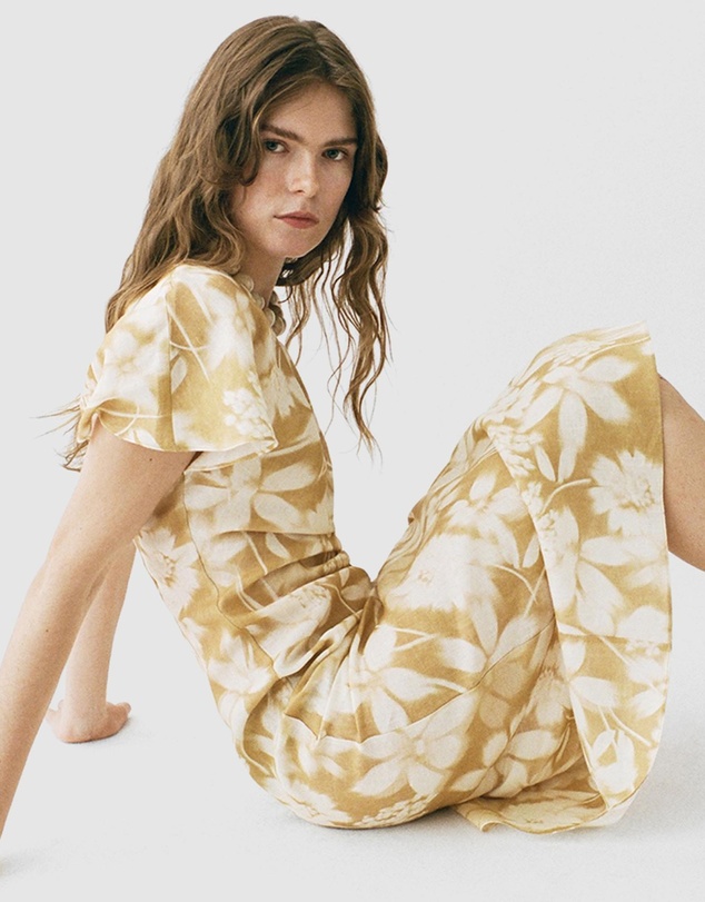 M.N.G - Parisi Asymmetrical Floral Linen Dress