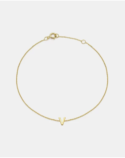 Zoe Olivia - 9K Gold Initial V Bracelet