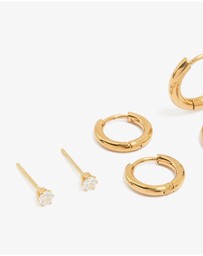 Lovisa - Waterproof Gold Plated Stainless Steel Cubic Zirconia Stud Earrings 4-Pack