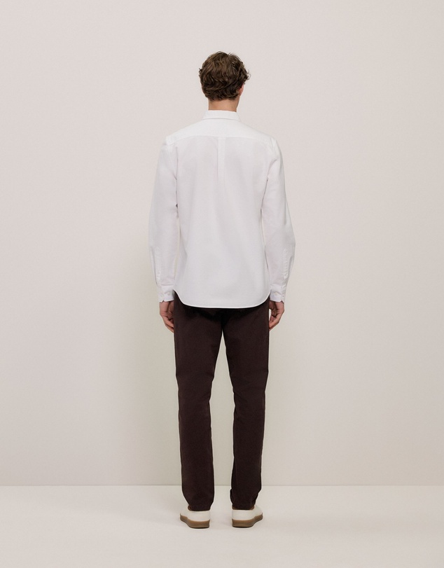 Trenery - Regular Fit Cotton Monogram Oxford Shirt in White