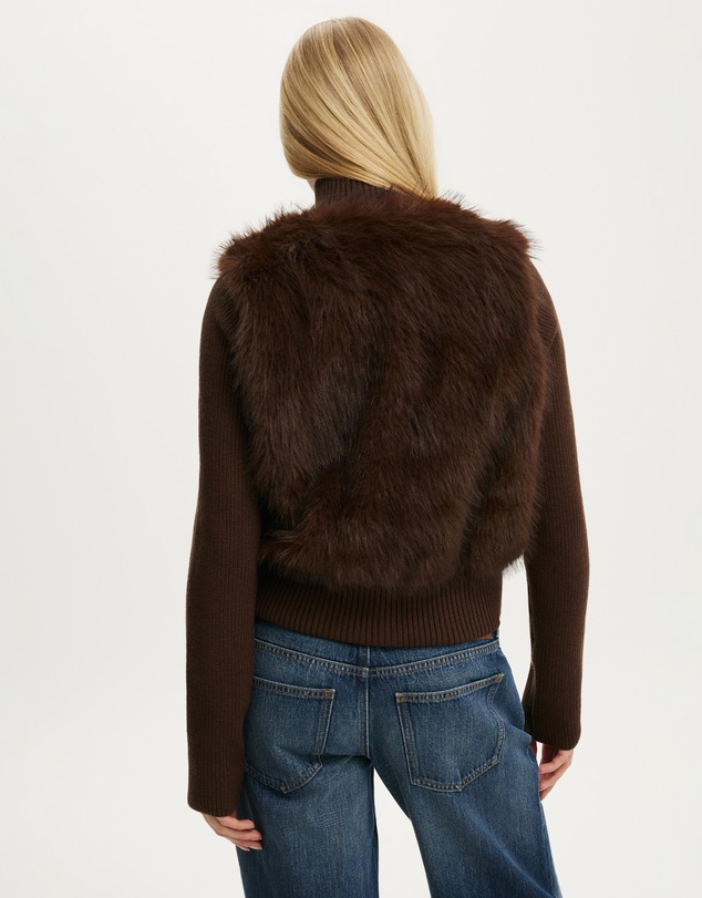 Cotton On - Faux Fur Knit Jacket
