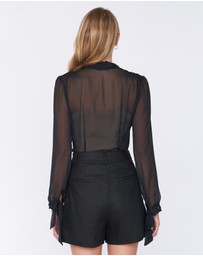 Amelius - Brianna Sheer Tie Neck Shirt
