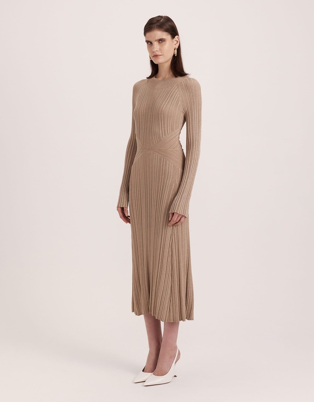 SABA - Metallic Ribbed Knit Dress