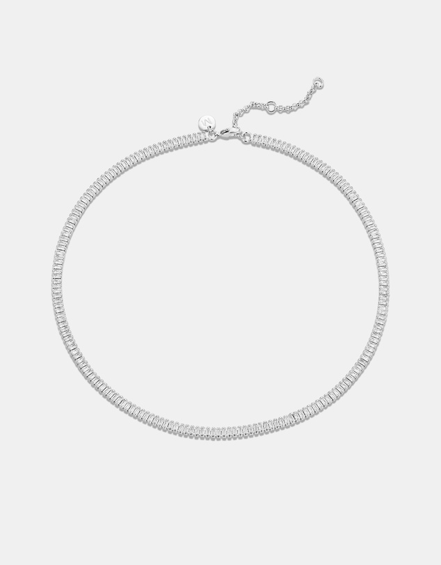 Mestige - Era Radiant Tennis Necklace - Silver Plated