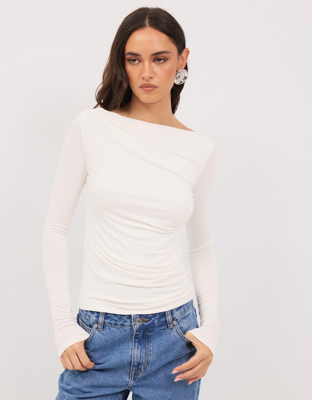 Calli - Mia Draped Long Sleeve Jersey Top