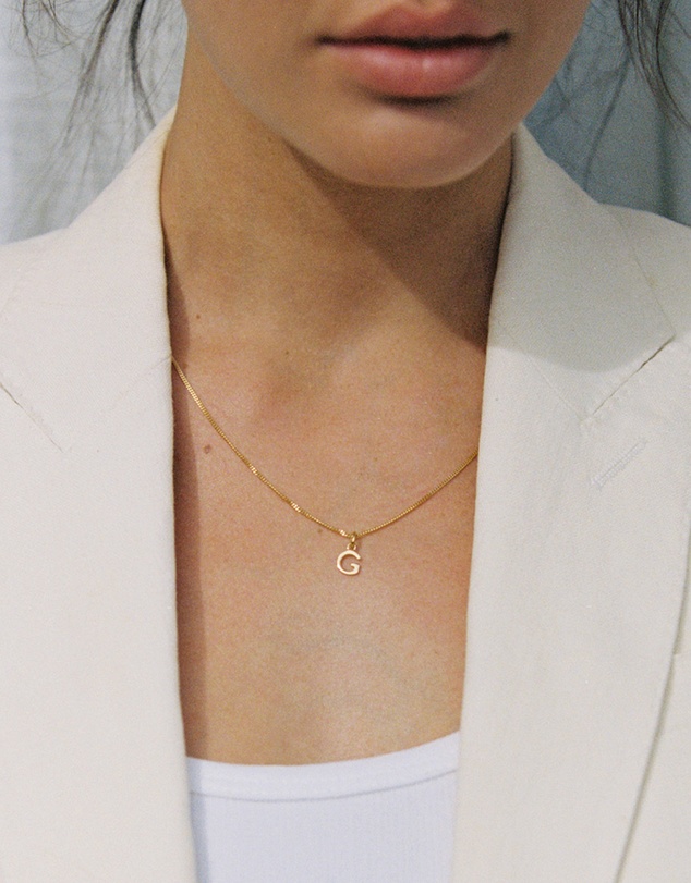 Kirstin Ash - F Outline Initial Necklace