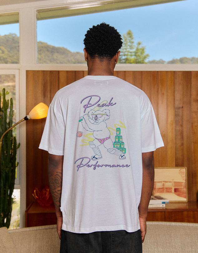 Budgy Smuggler - Lightweight White Tee with Peak Performance