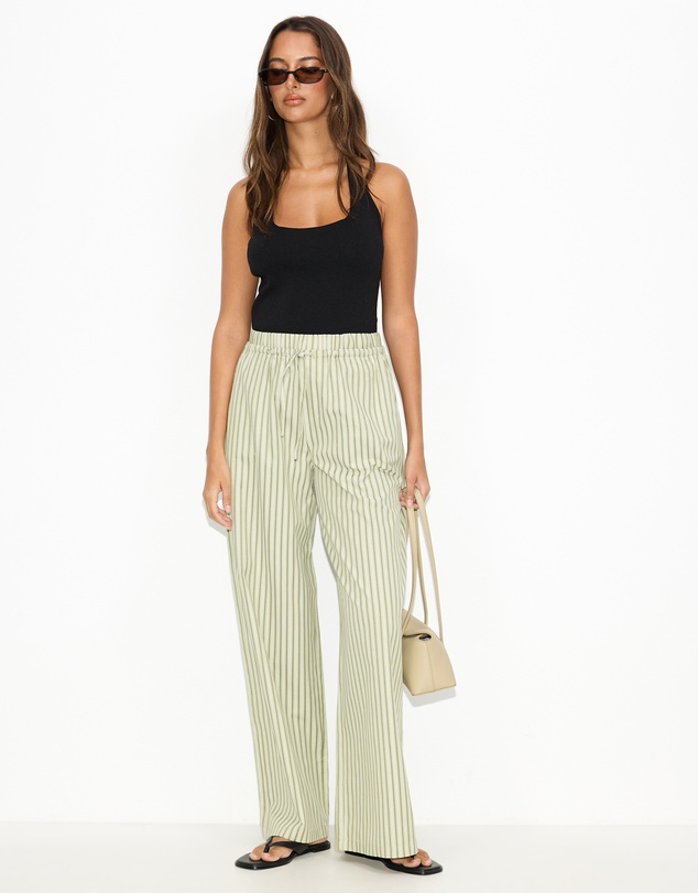 Dazie - Nina Stripe Double Waist Band Pants