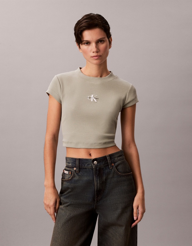 Calvin Klein Jeans - Monogram Logo Ribbed Baby Tee