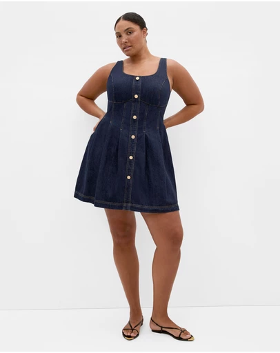 City Chic - Plus size Alexa Denim Mini Dress - dark wash