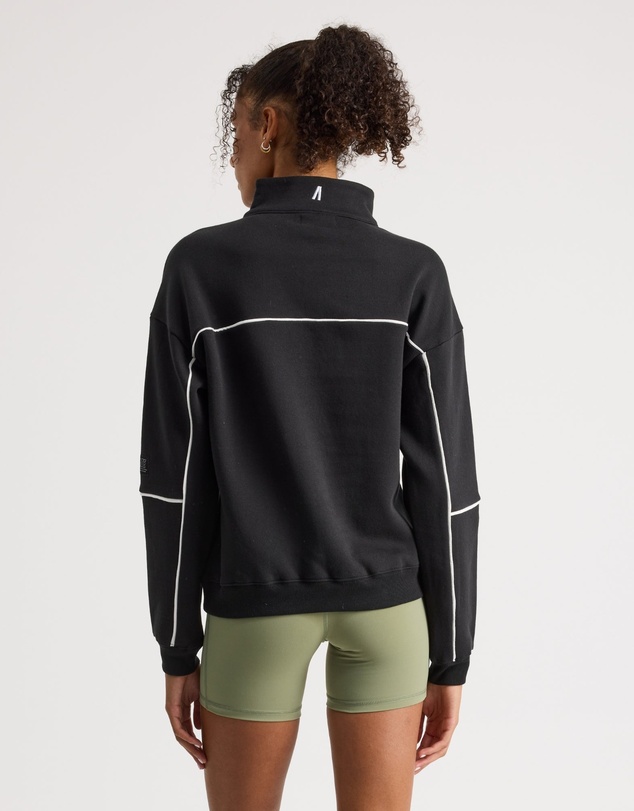 Upstate - Half Zip Panelled Crew - Black Piping