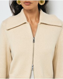 AERE - Lali Organic Cotton Zip Knit Cardigan