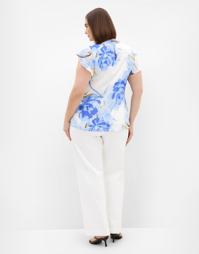 City Chic - Plus size Lexi Floral Print Short Sleeve Top - white