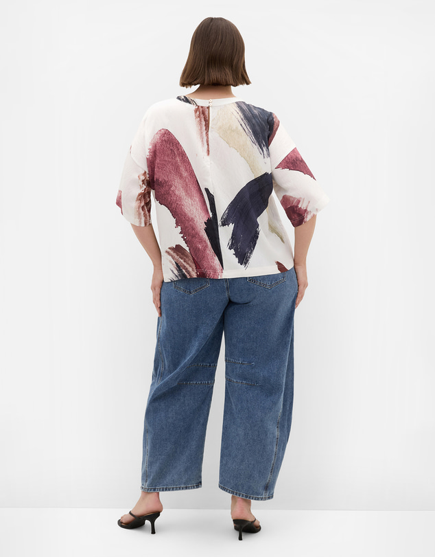 City Chic - Plus size Alexi Muse Print Top - ivory