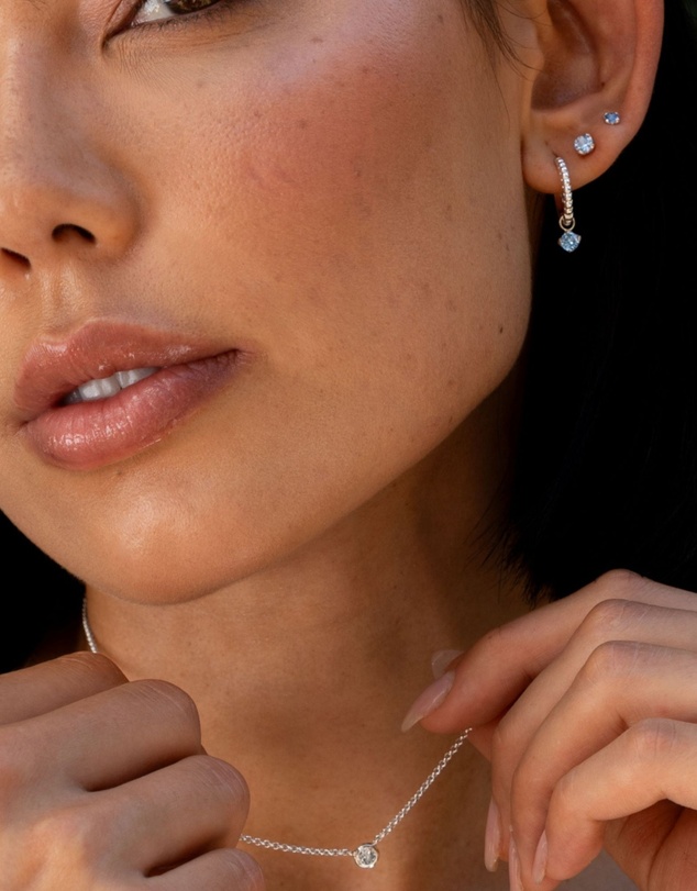 Dower & Hall - Women's 3mm Aquamarine Dewdrop Studs In Sterling Silver