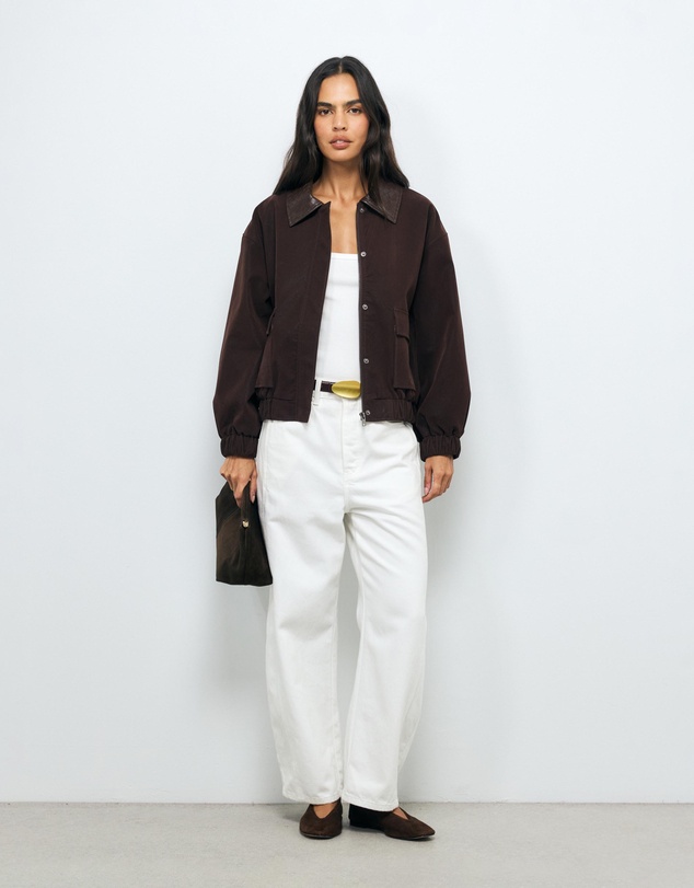 AERE - Adie Suede Look Bomber Jacket