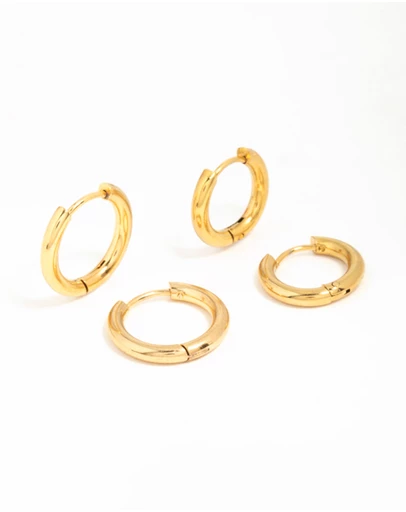 Lovisa - Gold Plated Surgical Steel Thick Hoop Earrings 2-Pack