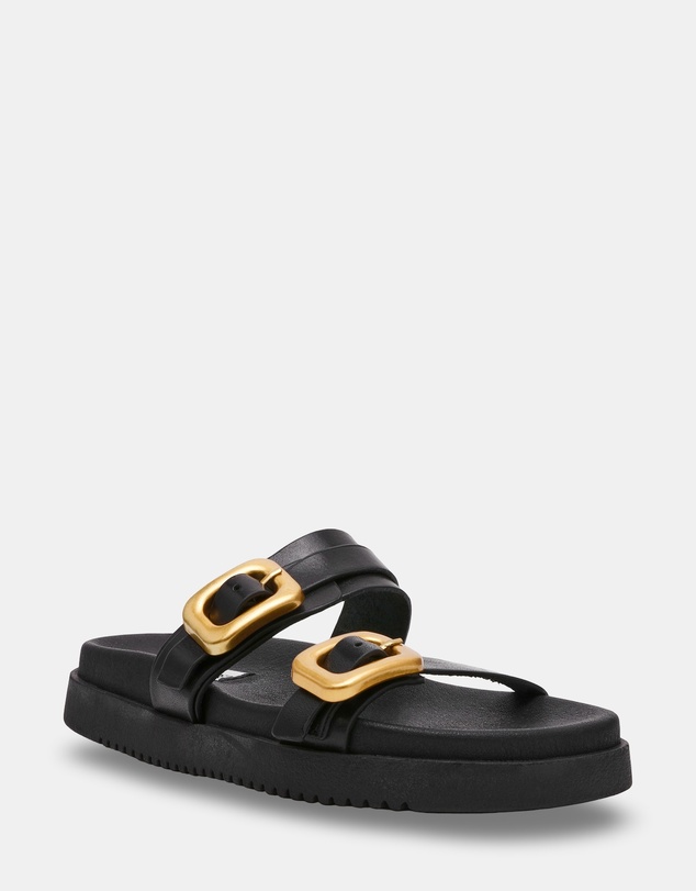 Steve Madden - Margey Black Leather Sandals