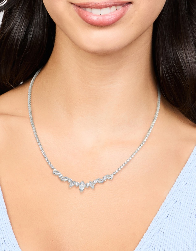 Lovisa - Silver Cubic Zirconia Marquise Pendant Necklace