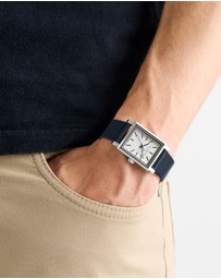Ted Baker - Jaareth Silver-Tone Black Leather Watch