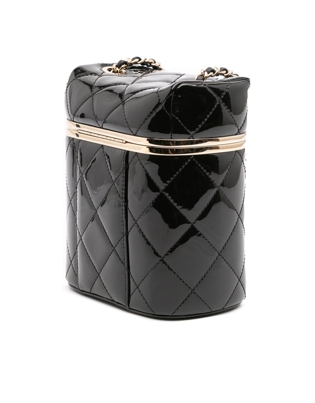 Pre-Loved by Azura Reborn - Pre-Loved Quilted Patent Logo Chain Vanity Case