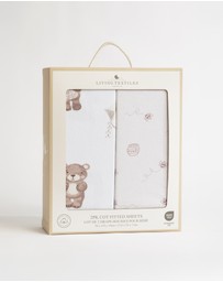 Living Textiles - 2 Pack Organic Cot Fitted Sheet - Cuddly Bear