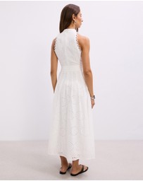 The Fated - Quinn Broderie Halter Neck Midi Dress