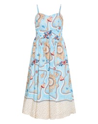 City Chic - Plus size Voyage Print Maxi Dress - sky blue