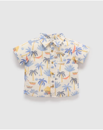 Purebaby - Palm Tree Linen Blend Shirt -Kids-Babies